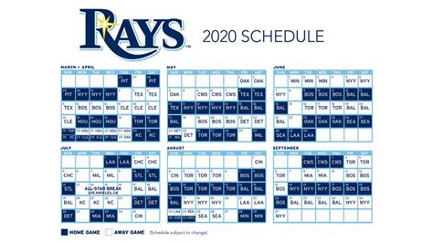 tampa bay rays schedule calendar